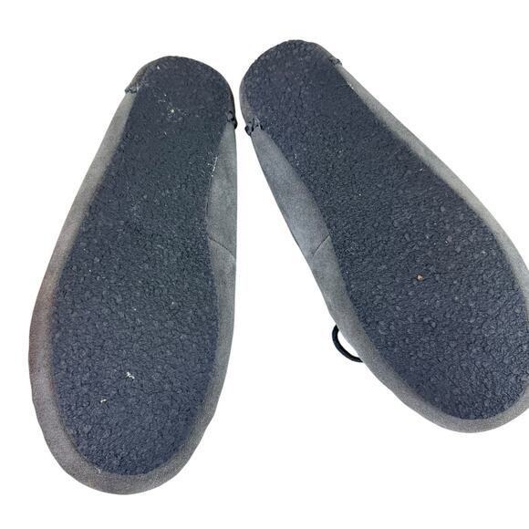 Minnetonka Gray Suede Leather Hard Sole Faux Fur Lined Bootie Slippers Size 10 - Picture 6 of 8